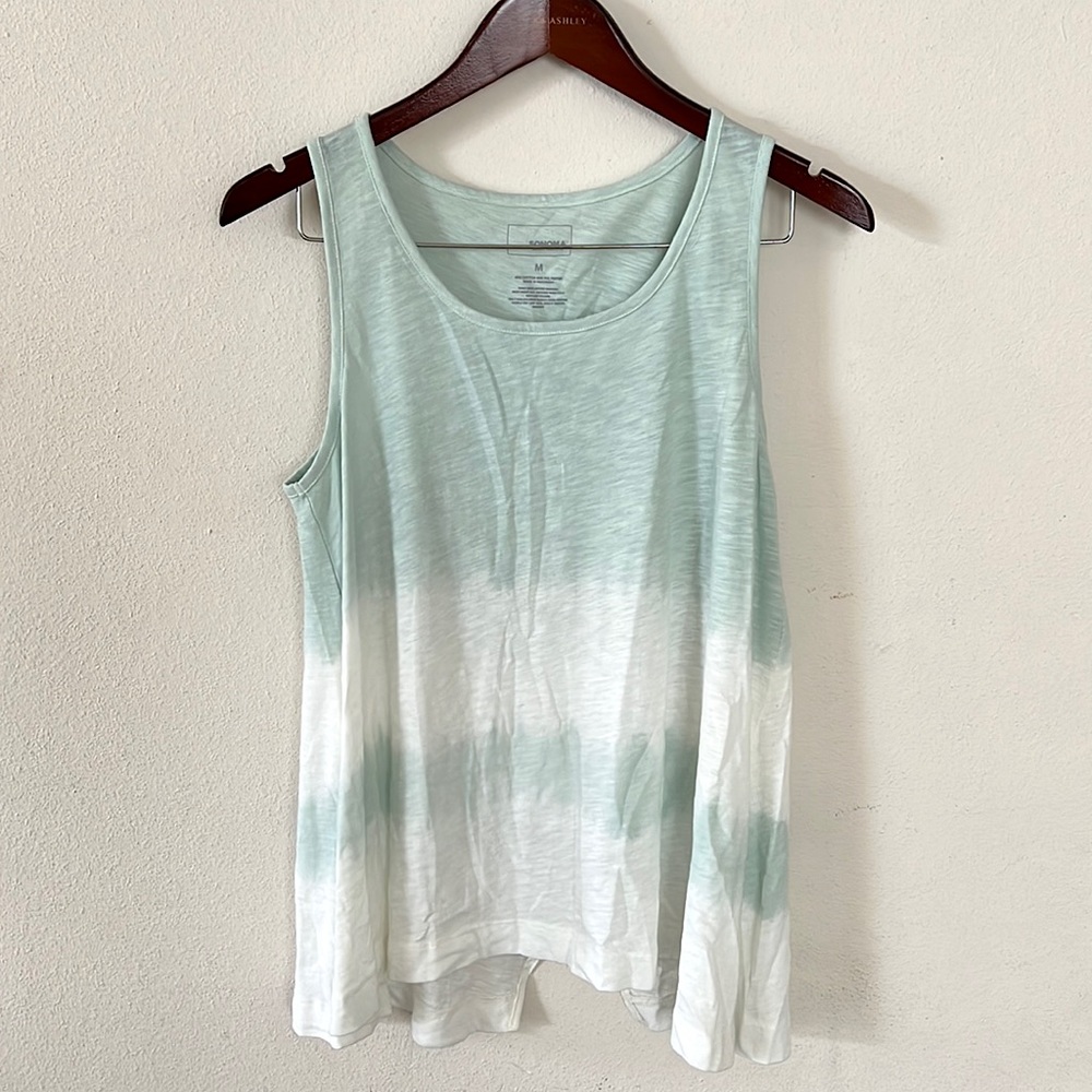 Sonoma Tie-Dye Muscle Shirt Size Medium Casual Green White